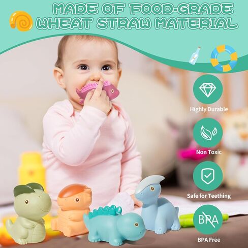 Baby Bath Toys 8 Pcs No Hole Dinosaur Baby Bath Toys Easy Clean Bath Toy for Babies 6-12 Months, Bathtub Toys for Toddlers 1-3 in Saudi Arabia