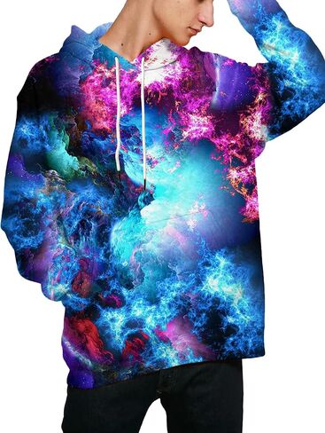 Linnhoy Unisex 3D Printed Hooded Sweatshirt Casual Pullover Hoodie with Big Pockets in Kuwait