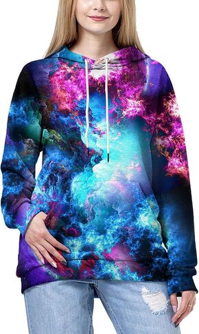 Linnhoy Unisex 3D Printed Hooded Sweatshirt Casual Pullover Hoodie with Big Pockets in Kuwait