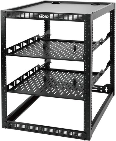 20U Open Frame Rack for Servers & AV Gear,Floor Standing or Wall Mount Server Rack,with 2 PCS 1U Rack Shelves & Mounting Hardware,Network Rack for 19" Networking,Servers and Audio in Saudi Arabia