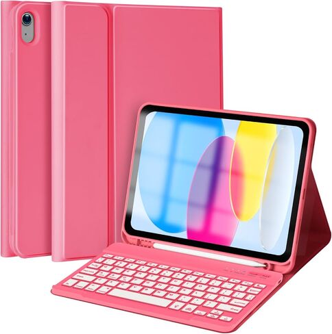 MMK iPad 10th Generation Case with Keyboard 10.9" 2022, iPad Keyboard 10th Generation Case (A2757/A2777/A2696), 10.9 inch iPad Case with Backlit Bluetooth Keyboard & Pencil Holder (Clove Purple) in Kuwait