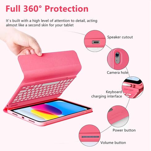 MMK iPad 10th Generation Case with Keyboard 10.9" 2022, iPad Keyboard 10th Generation Case (A2757/A2777/A2696), 10.9 inch iPad Case with Backlit Bluetooth Keyboard & Pencil Holder (Clove Purple) in Kuwait