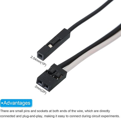 MECCANIXITY 2.0MM(2P) Female to 2.54MM(1P) Female Breadboard Jumper Wire 2.54MM Pitch Ribbon Cable 30cm Long Electronics Breadboard Ribbon Cables for Breadboard Electronic Projects Pack of 2 in Saudi Arabia