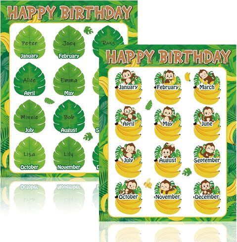 17.7 x 13.7 In Happy Birthday Chart Poster Set Under the Sea Calendar Birthday Classroom Decorations Ocean Animal Birthday Chart Bulletin Board Back to School Teaching Supplies Class Decor in Saudi Arabia