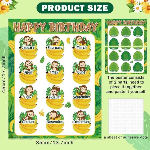 17.7 x 13.7 In Happy Birthday Chart Poster Set Under the Sea Calendar Birthday Classroom Decorations Ocean Animal Birthday Chart Bulletin Board Back to School Teaching Supplies Class Decor in Saudi Arabia