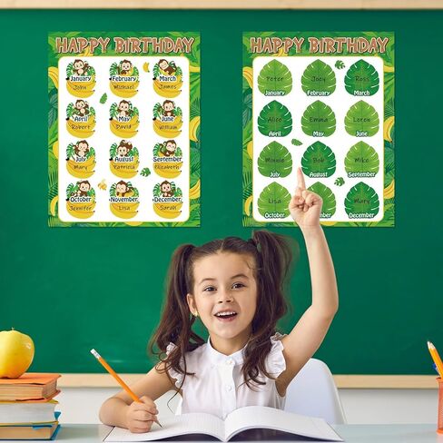 17.7 x 13.7 In Happy Birthday Chart Poster Set Under the Sea Calendar Birthday Classroom Decorations Ocean Animal Birthday Chart Bulletin Board Back to School Teaching Supplies Class Decor in Saudi Arabia