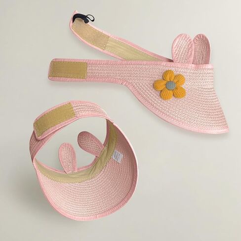 Baby Girls Roll-up Straw Hat Infant Cute Flower Open Top Visor Hat Summer Beach Sun Protection Cap Adjustable in Saudi Arabia