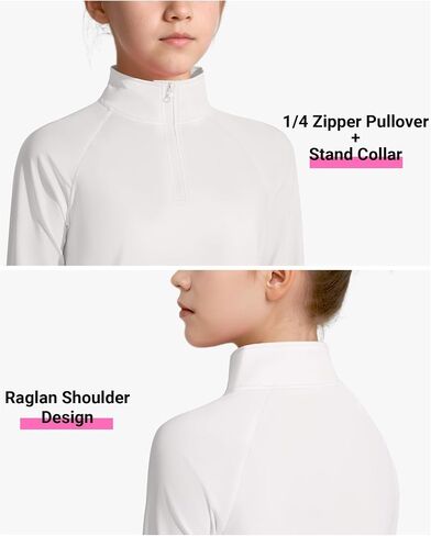Girls Long Sleeve Shirts Dry Fit Athletic Tops Quarter Zip Pullover Kids Teens Sportswear for Golf Yoga Tennis in Kuwait