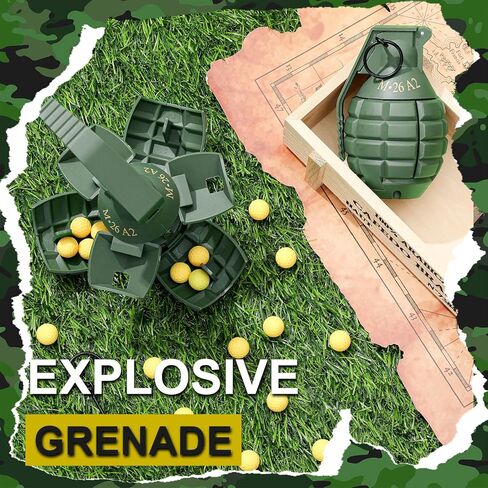Sratte 2 Pcs Toy Hand Grenade for Battle Game with 20 Round Foam Ammo Model Tactical Toy Grenades Fake Grenade Military Toys for Outdoor Sport Pretend Army Role Play Prop Game in Saudi Arabia