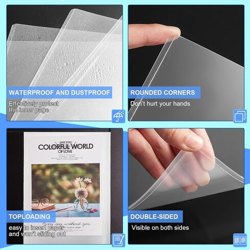 قطعتان من واقيات الطباعة الصلبة من Sherr تناسب ورق الملصقات مقاس 24 × 36 بوصة، واقيات صفحة التحميل العلوي وأكمام الملصقات البلاستيكية وحامل واقيات الورق الشفاف من البولي فينيل كلوريد لعرض شهادة مجلة مستندات الصور in Saudi Arabia