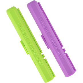 LOSN Compact Travel Insulin Prefilled Syringe Case for Diabetes - Solid Purple and Solid Green
