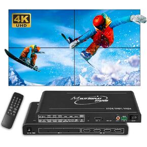 Video Wall Controller 2x2 4k60Hz BTSX TV Wall Controller HDMI Input 4K & Output 1080P with 10 Splicing Modes Support 180 Degree Rotate for All Modes