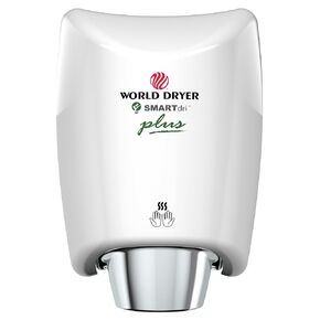 World Dryer K-974P SMARTdri Plus High Efficiency Intelligent Automatic Hand Dryer with Aluminum White Cover, Single Port Nozzle, 110-120V