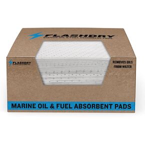 Marine Oil & Fuel Spill Absorbent Pads - 100-Count Box, 17.5" x 13.5", Water Repellent, Effective Spill Control, Marine Protection, High-Performance, Eco-Friendly, Tear Resistant