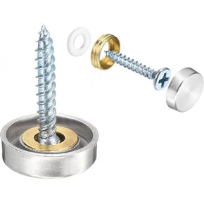 uxcell 16 Pcs Screw Covers Caps, 304 Stainless Steel Mirror Screws Decorative Caps Cover Nails, Mirror Screws Fasteners for Sign Advertising Hardware Construction, 30mm Diameter, Silver