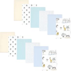 Hudson Baby Unisex Baby Cotton Flannel Burp Cloths Bundle, Teddy Bears, One Size