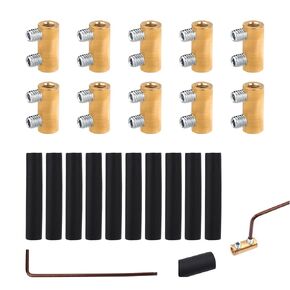 10pcs 10 AWG Gauge Wire Connector Nut Kit, Brass Splicing Quick Wiring Connection Terminal 80 Amp Circuit Connector with Screws and Shrink Tube