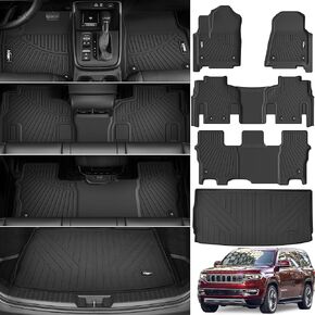 Floor Mats for 2022 2023 2024 Jeep Wagoneer 8 Seats with Trunk Mat All Weather TPE Protection 3 Rows Car Floor Liners Full Set with Cargo Liners