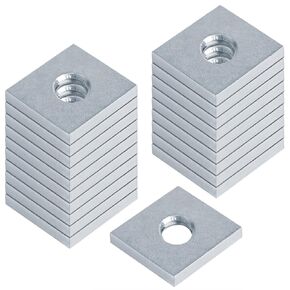 20 Pcs 1/2"-13 Tapped Hole Square Strut Washer Plate, Flat Plate Fitting for 1-5/8" Strut Channel, Electrogalvanized Thickness 5.6mm