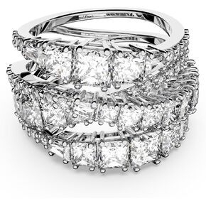 Swarovski Twist Wrap ring, Mixed cuts, Clear, Rhodium Finish