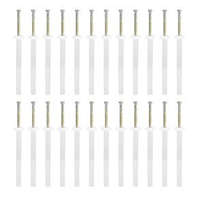 1/4" x 3/4" (D x L) Nylon Nail Drive Anchors - 100Pack - Good for Mechanical Equipment - Mushroom Nail Drive Anchors - White
