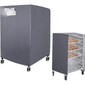 Sheet Pan Rack/Bun Pan Rack Cover with Zipper,Fit 10 tier Bread Rack Cover with Vents, 23"X28"X32" Bakers Rack Cover with Transparent Window, Bread Rack Cover for Waterproof and Dustproof