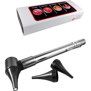 Third Generation Dr Mom Slimline Stainless LED Pocket Otoscope with an Optical Quality Glass Lens and Hard Plastic Travel Hard Case - Silver