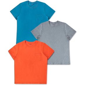 Brix Boys' Short Sleeve Tees- Pocket Toddler Cotton Shirts 3 Pack Value.