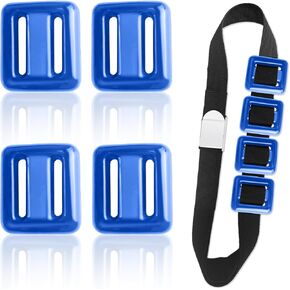 4 PCS Diving Weight Block 2.2 lbs Diving Weight Belt Diving Belt with Weight Block Diving Weight Belt with Blue Coating, Black Belt with Quick-Release Buckle for Diving