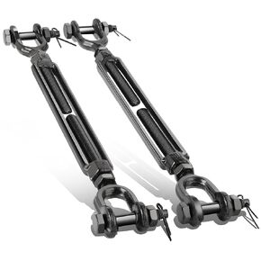 2 Pack 3/8" Turnbuckle Heavy Duty Black Jaw and Jaw Turnbuckle, 1200 Lbs Working Load Limit, Durable Turnbuckles for Cables Wire Rope Tension, Anti Sag Gate Kit, Fence Deck, Sun Shade Tent