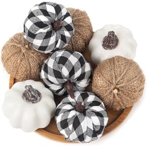 DomeStar 10PCS White Artificial Pumpkins, Fake Foam Pumpkins Harvest Pumpkins for Fall Autumn Halloween Home Thanksgiving Decor