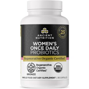 Ancient Nutrition Regenerative Organic Certified Probiotics for Menopause Support, Probiotics Menopause Support, Healthy Digestion and Women’s Health Support, 50 Billion CFUs* Per Serving, 60 Count