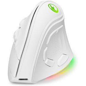 2.4G and BT 5.1 Dual Mode RGB Rechargeable Wireless Vertical Ergonomic Mouse, 5 Side Buttons, Max 8400 DPI, for PC Computer Notebook Laptop, for Windows 11 10, Mac iPad OS, Android - Black2