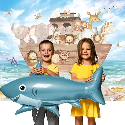 Noah's Ark Baby Shower Backdrop for Photography 7Wx5H Feet Cute Cartoon Woodland Animals Blue Ocean Lovely Clouds Newborn Kids Party Decorations Photoshoot Background Photo Booth Studio in Kuwait