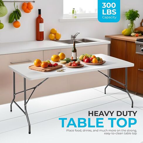 SIMPLI-MAGIC 79580 طاولة قابلة للطي، 6 أقدام، أبيض in Kuwait