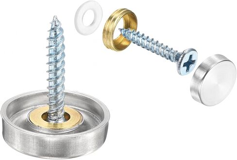 uxcell 16 Pcs Screw Covers Caps, 304 Stainless Steel Mirror Screws Decorative Caps Cover Nails, Mirror Screws Fasteners for Sign Advertising Hardware Construction, 30mm Diameter, Silver in Saudi Arabia
