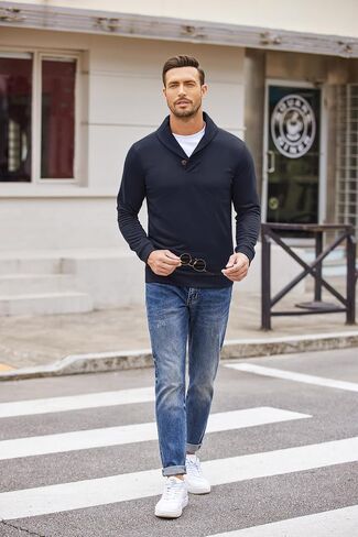 COOFANDY Men's Fashion Shawl Collar Pullover Casual Long Sleeve Knitted Sweater Sweatshirts in Saudi Arabia