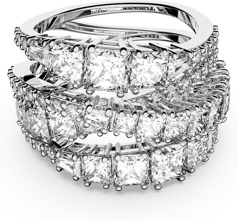 Swarovski Twist Wrap ring, Mixed cuts, Clear, Rhodium Finish in Saudi Arabia