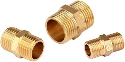 D2 Products 5 Pack Of 1/2" Brass Pipe Nipples, Solid Brass Nipple Pipe Thread Fitting for Brass, Copper, or Iron Connection - 1/2x1/2 Brass Nipple Adapter, Male Hex Straight 1/2 Pipe Nipple (5pc) in Saudi Arabia