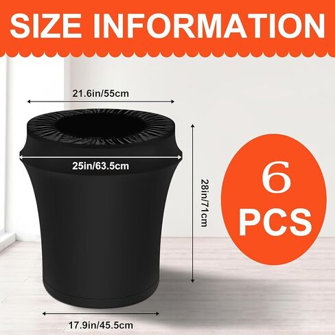 3pcs 32 Gallon Stretch Spandex Trash Can Covers, Premium Black Outdoor Waste Container Cover Fitted Garbage Can Cover for Round Waste Container Bin, Not Include Tran Can in Saudi Arabia