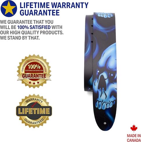 Perri's Leathers Ltd. - Guitar Strap - Direct To Leather - Skull and Rose - Adjustable - For Acoustic/Bass/Electric Guitars - Made in Canada (P25DTL-11039) in Saudi Arabia