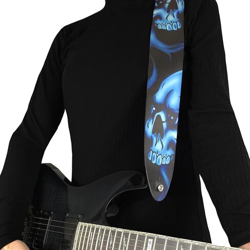 Perri's Leathers Ltd. - Guitar Strap - Direct To Leather - Skull and Rose - Adjustable - For Acoustic/Bass/Electric Guitars - Made in Canada (P25DTL-11039) in Saudi Arabia
