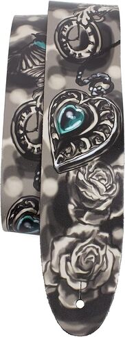 Perri's Leathers Ltd. - Guitar Strap - Direct To Leather - Skull and Rose - Adjustable - For Acoustic/Bass/Electric Guitars - Made in Canada (P25DTL-11039) in Saudi Arabia