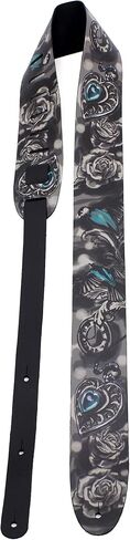 Perri's Leathers Ltd. - Guitar Strap - Direct To Leather - Skull and Rose - Adjustable - For Acoustic/Bass/Electric Guitars - Made in Canada (P25DTL-11039) in Saudi Arabia