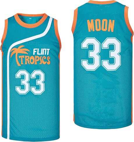 Men's #33 Moon Flint Tropics Movie Basketball Jersey Stitched in Saudi Arabia