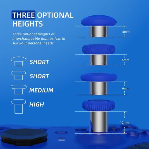 eXtremeRate 6 in 1 Metal Replacement Thumbsticks for Xbox Elite Series 2 Controller, Metallic Black Swappable Magnetic Analog Stick Joystick Caps for Xbox Elite 2 Core Controller (Model 1797) in Kuwait