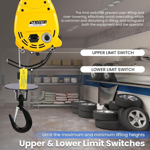 NEWTRY Electric Hoist RapidRise PRO Lift 660lb, 62ft/min Fast Power Electric Hoists 110V, 98ft Lifting Height Winch, Pendant Control & Wireless Operation for Garage, Workshop (300kg/660lb) in Kuwait
