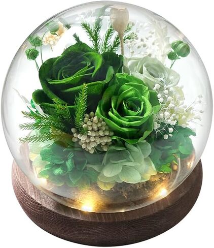 Unique Preserved Flowers Bouquet Gifts for Women, Real Forever Rose in Glass Dome with LED Light (Burgundy Rose, Dirty Pink Rose, Wine Red Rose) in Saudi Arabia