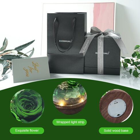 Unique Preserved Flowers Bouquet Gifts for Women, Real Forever Rose in Glass Dome with LED Light (Burgundy Rose, Dirty Pink Rose, Wine Red Rose) in Saudi Arabia