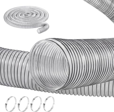 VEVOR Dust Collection Hose, 4'' x 50', Thickened PVC Material Puncture-Resistant Flexible Clear Hose with Carbon Steel Wire Coil 4 x 304 Stainless Clamps, for Table Saw, Band Saw, Planer, Jointer in Saudi Arabia